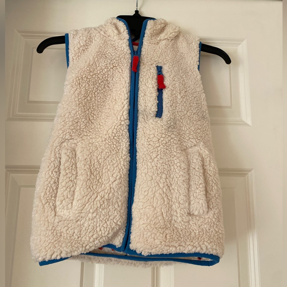 Mini Boden Sherpa Vest With Hood Size 7-8Y